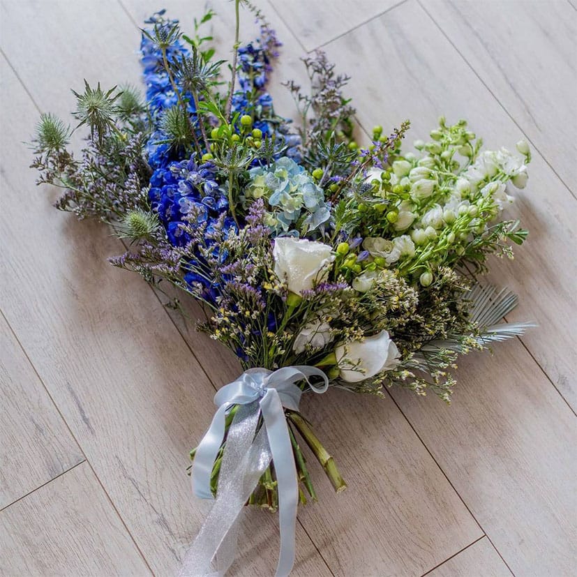 Blue Asymmetrical Bridal Bouquet3