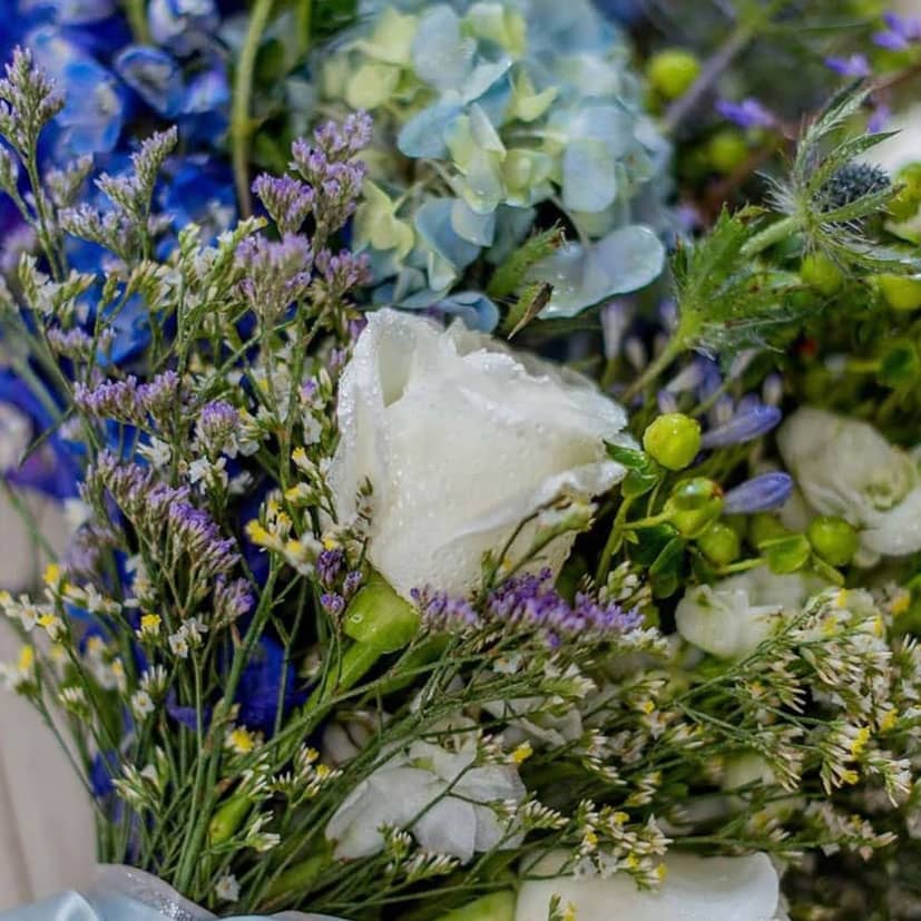 Blue Asymmetrical Bridal Bouquet2